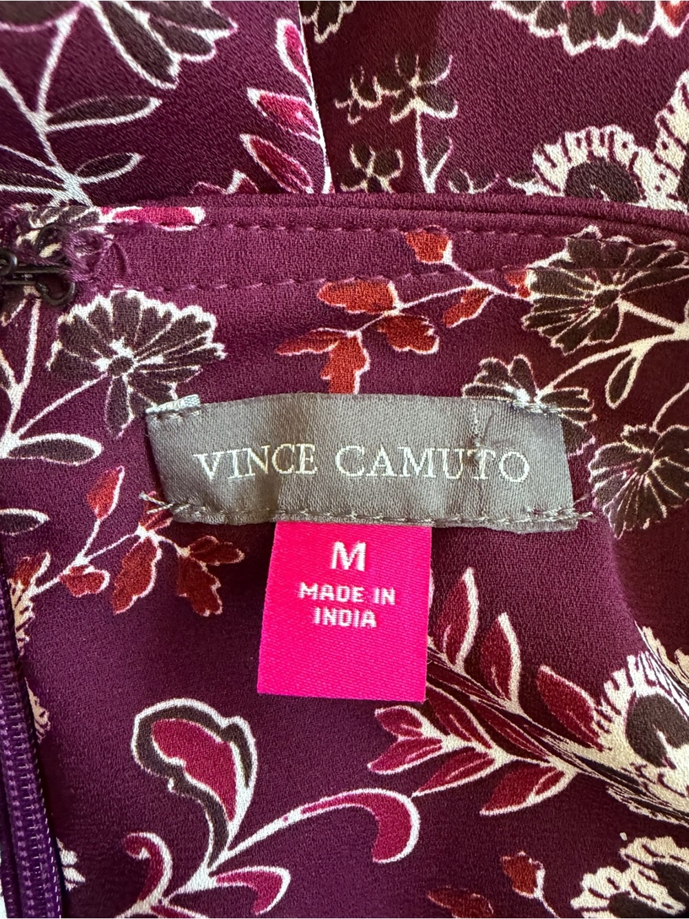 NWT Vince Camuto Floral High Low Maxi Dress Medium Burgundy Flutter Sleeve - Picture 8 of 12